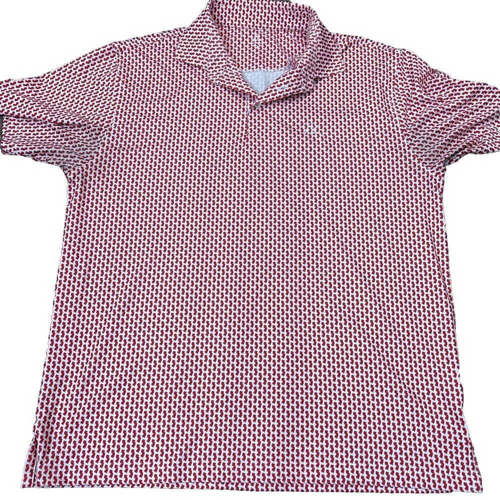 Rhoback NJ STATE - RED themed men's polo, size L - Pre owned (READ NOTES)